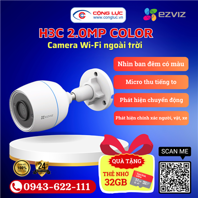 Camera Wifi Ngoài Trời Ezviz H3C 2MP Color