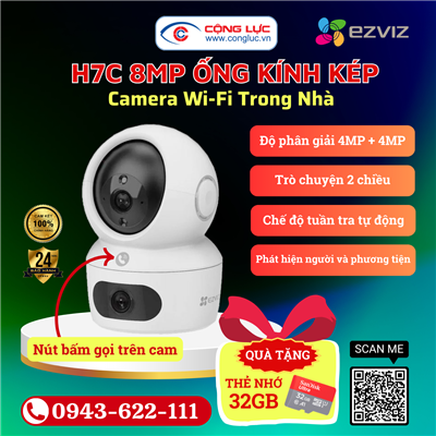 Camera Wifi Ống Kính Kép Ezviz H7C 8MP
