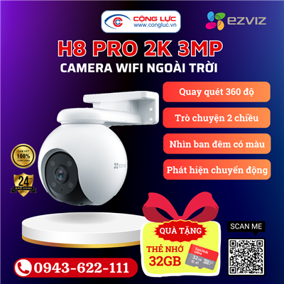 Camera Wifi Quay Quét Ngoài Trời Ezviz H8 PRO 2K 3MP
