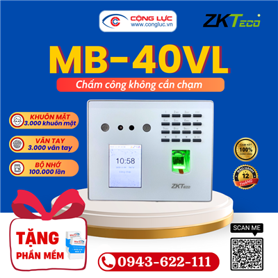 Máy Chấm Công Khuôn Mặt Zkteco MB40-VL
