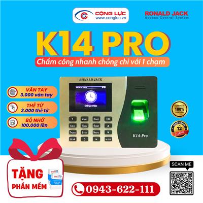 Máy Chấm Công Vân Tay Ronald Jack K14 PRO