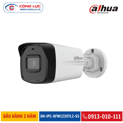 Camera IP Thân Trụ Dahua 2MP DH-IPC-HFW1230TL2-S5 Hồng Ngoại 30 Mét