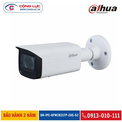 Camera IP Thân Trụ Dahua 8.0MP DH-IPC-HFW2831TP-ZAS-S2 Hồng Ngoại 60 Mét
