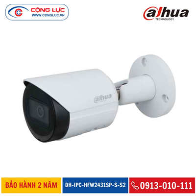 Camera IP Thân Dahua 4MP DH-IPC-HFW2431SP-S-S2 Hồng Ngoại 30 Mét
