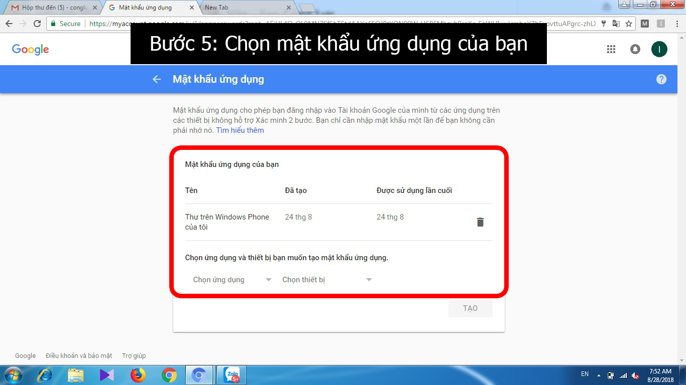 Bước 5: Tạo mật khẩu ứng dụng cho đầu ghi hình Dahua