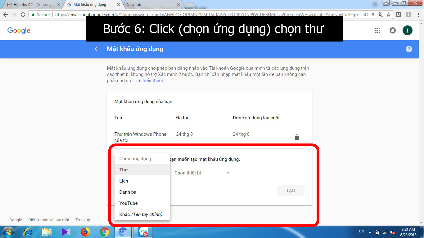 Bước 6: Tạo mật khẩu ứng dụng cho đầu ghi hình Dahua