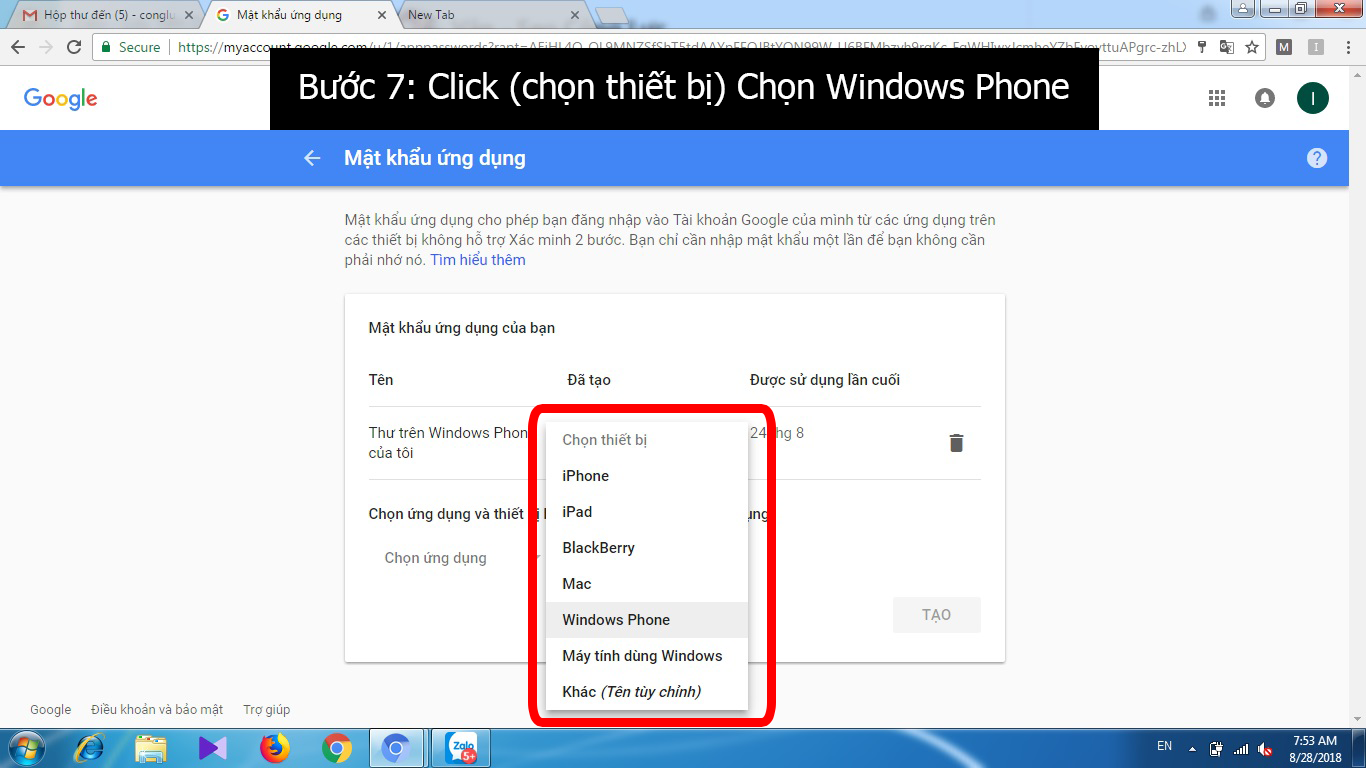 Bước 7: Tạo mật khẩu ứng dụng cho đầu ghi hình Dahua