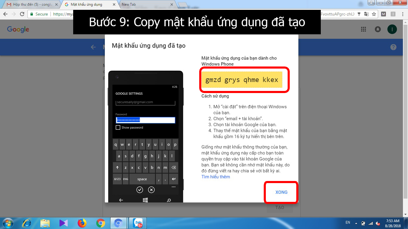 Bước 9: Tạo mật khẩu ứng dụng cho đầu ghi hình Dahua
