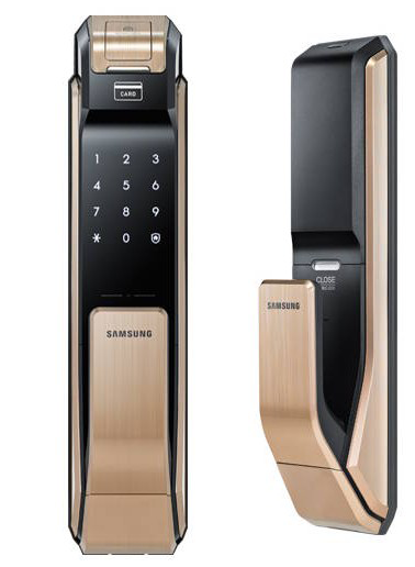 Khóa cửa vân tay Samsung SHS P718 Gold lắp tại Hải Phòng