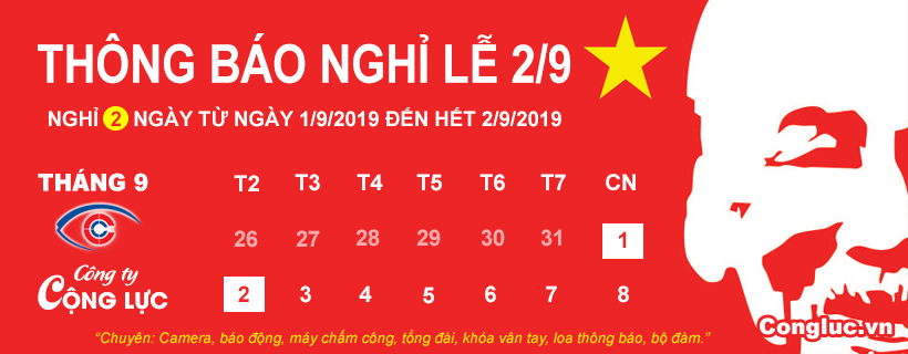 Công ty cộng lực hải phòng thông báo lịch nghỉ lễ quốc khánh 2/9 năm 2019
