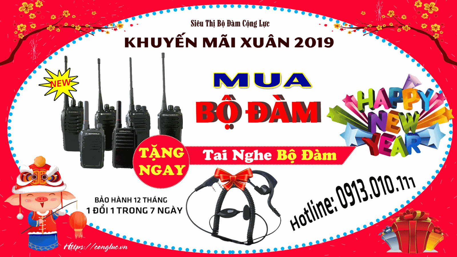 khuyến mãi tết 2019 mua bộ đàm tặng tai nghe bộ đàm