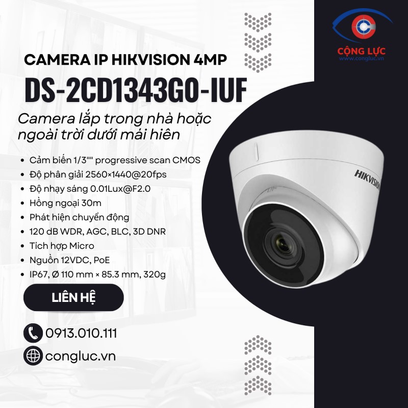 camera cộng lực lắp đặt camera ip hikvision DS-2CD1343G0-IUF tại thái bình