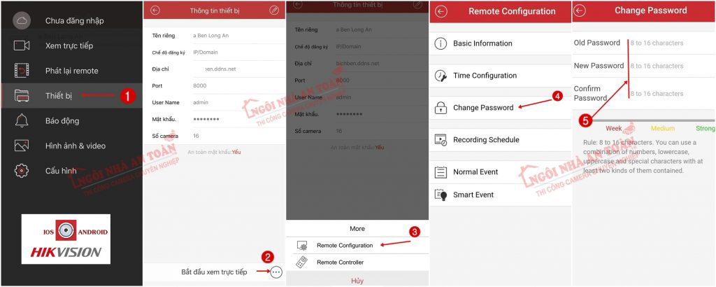 đổi mật khẩu camera hikvision trên smartphone