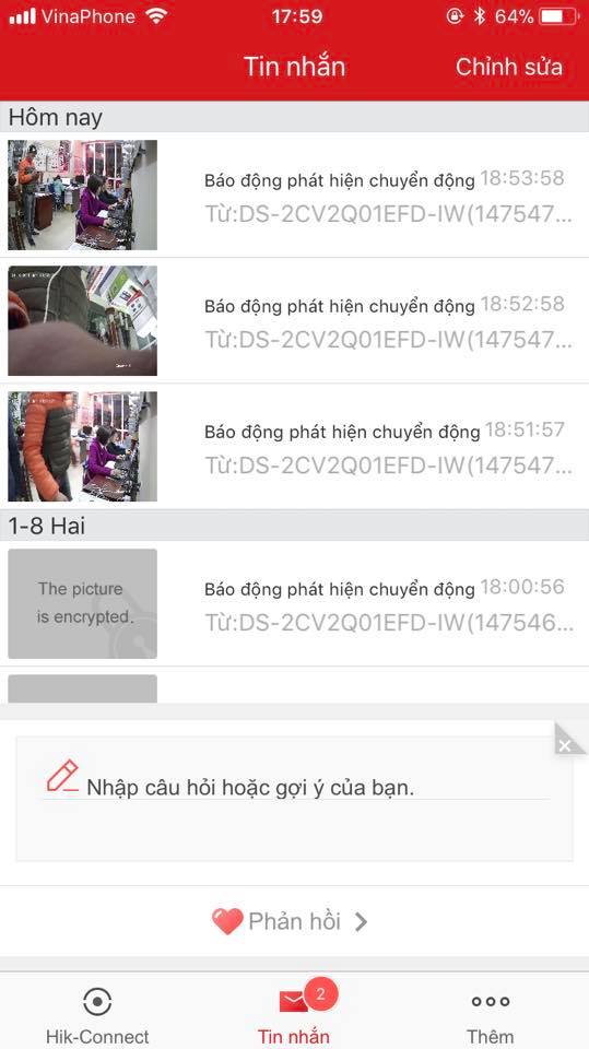 Chức năng báo động khi có chuyển động của camera