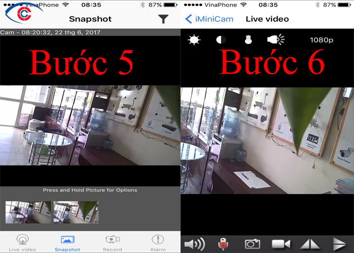 Cài đặt phần mềm iminicam xem camera quay nén trên di động