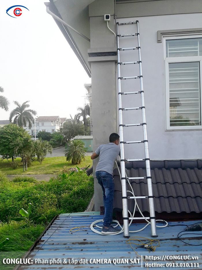 hình ảnh kỹ thuật cộng lực lắp camera cho biệt thự