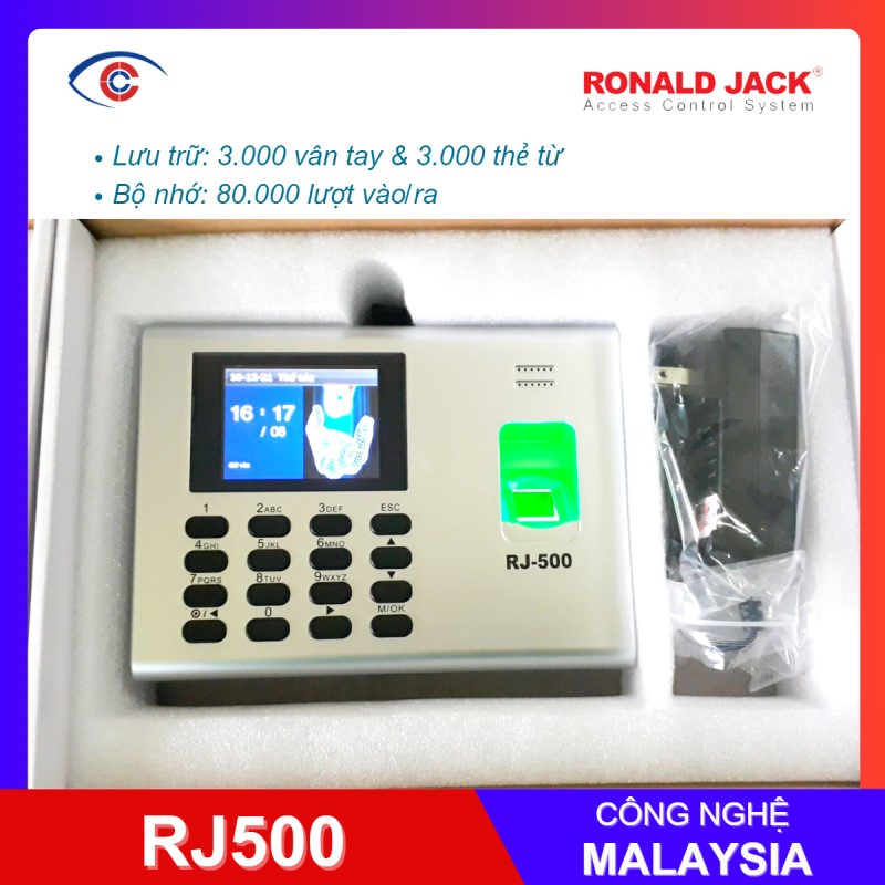 bán lắp máy chấm công vân tay ROnald Jack Rj500 tại hải phòng