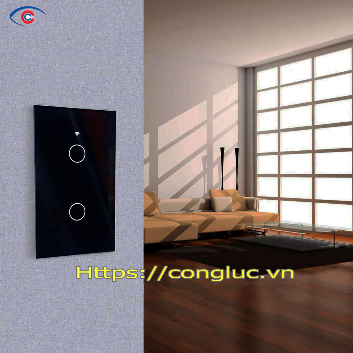 Công tắc điện cảm ứng wifi 2 nút thông minh