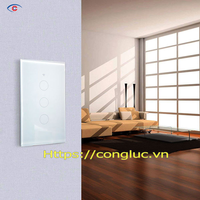 Công tắc cảm ứng bằng wifi 3 nút màu trắng
