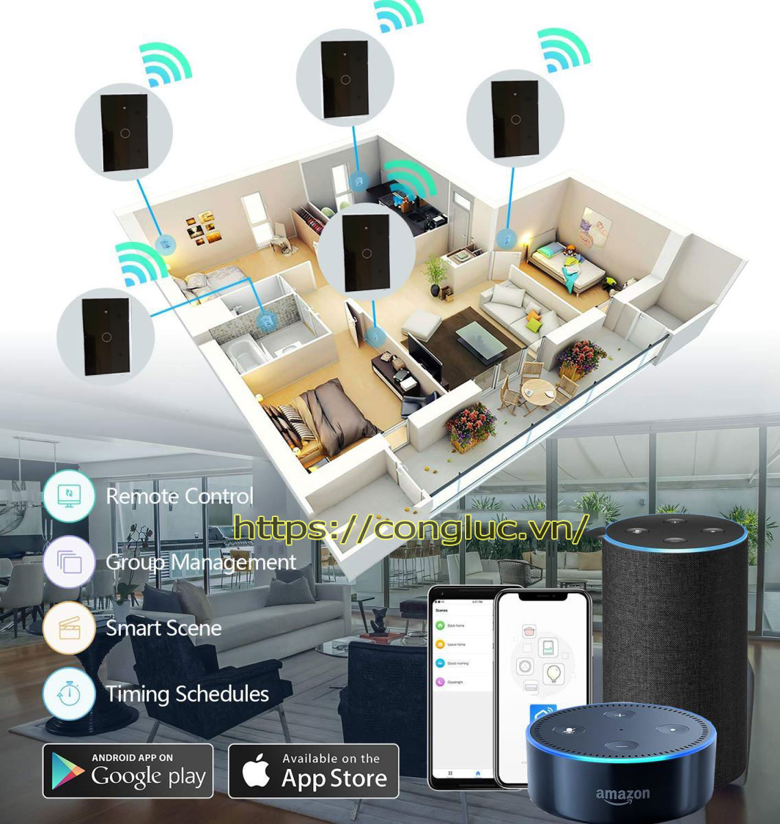 Công tắc điện cảm ứng wifi thông minh