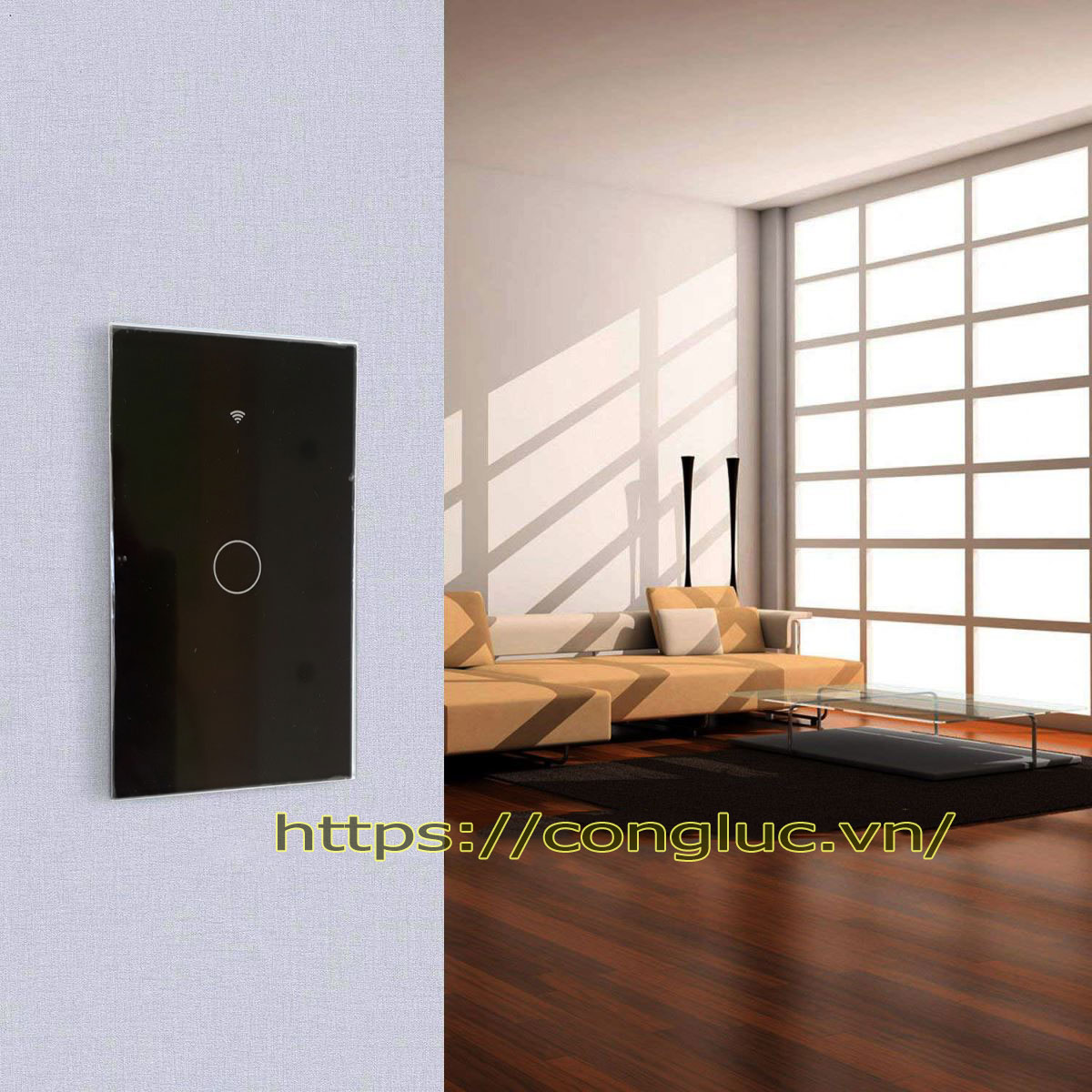 Nút công tắc điện wifi 1 nút màu đen