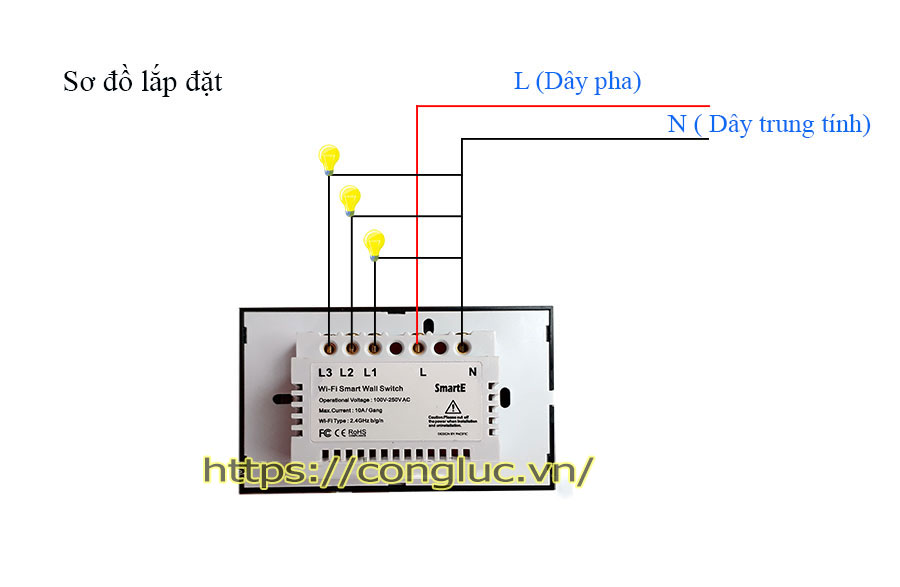 Sơ đồ lắp đặt công tắc wifi cảm ứng