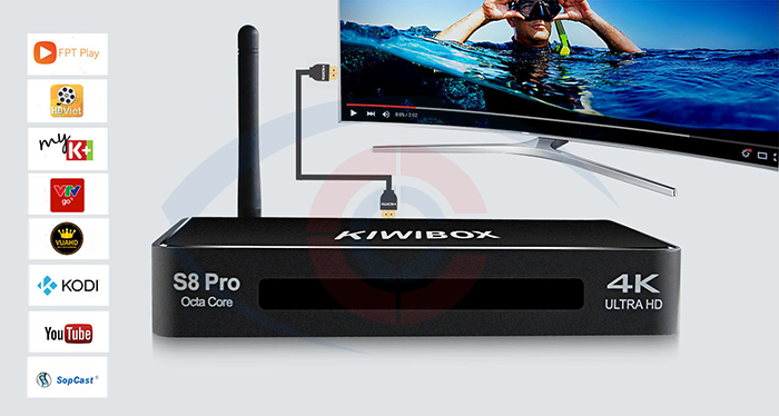 Giao diện kiwibox s8 pro chính hãng