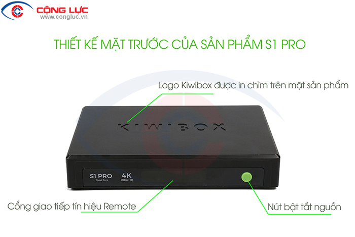 Thiết kế mặt trước của kiwibox s1 pro chính hãng