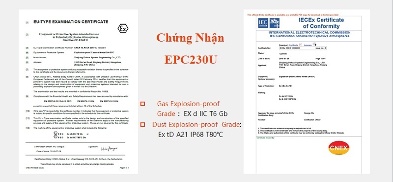 giấy chứng nhận camera chống cháy nổ ăn mòn cảng biển hầm mỏ