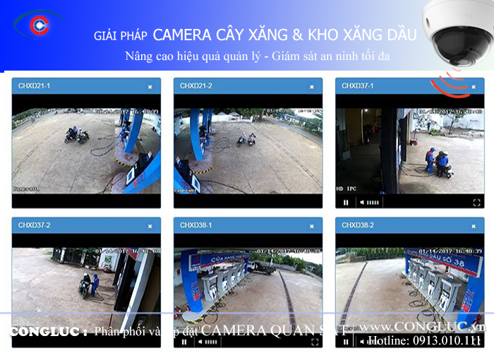 Lắp đặt camera quan sát tại trạm xăng và kho xăng dầu