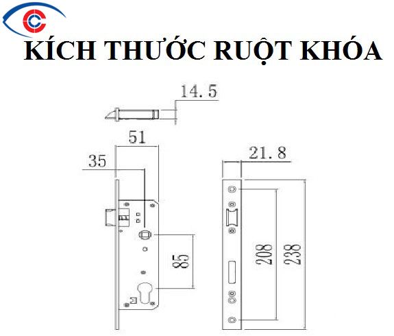 kích thước khóa cửa adel 5800 chính hãng