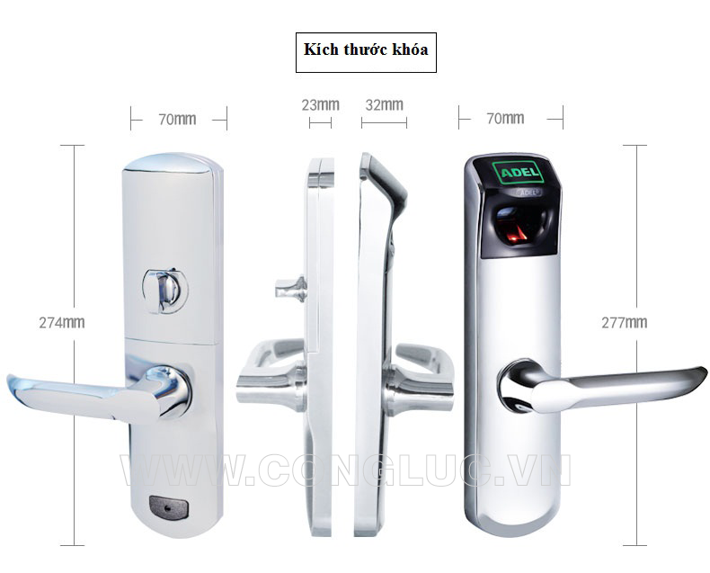 Cấu tạo khóa cửa vân tay Adel us 36 chính hãng