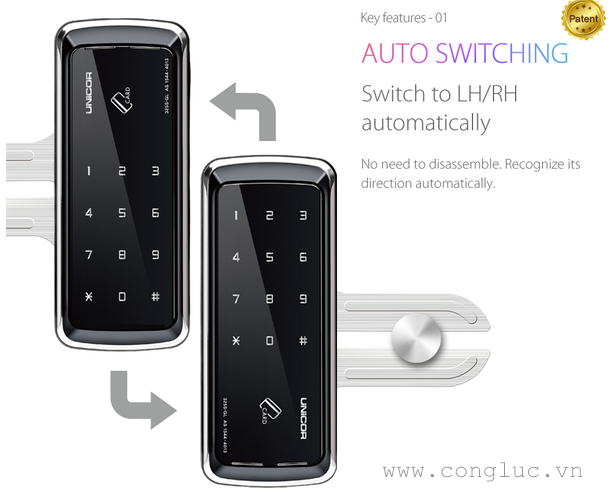 Khóa cửa kính Unicor-UN-325S-GL chính hãng