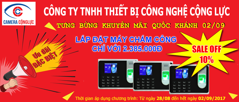 chương trình khuyến mãi lắp máy chấm công ngày quốc khánh 02/09