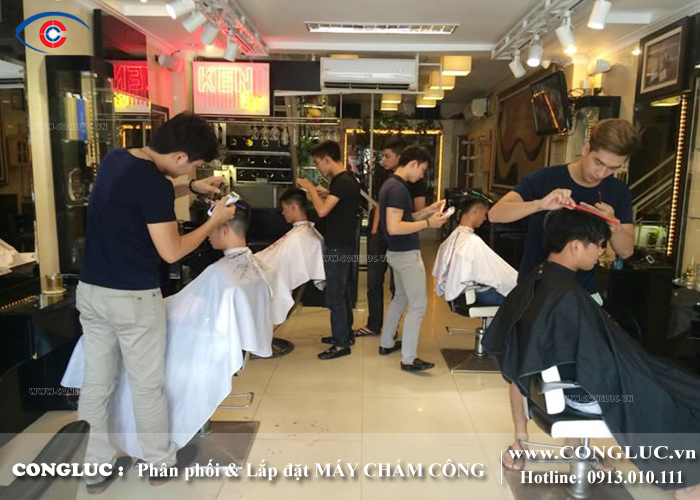 lắp máy chấm công tại salon tóc trung quân hải phòng