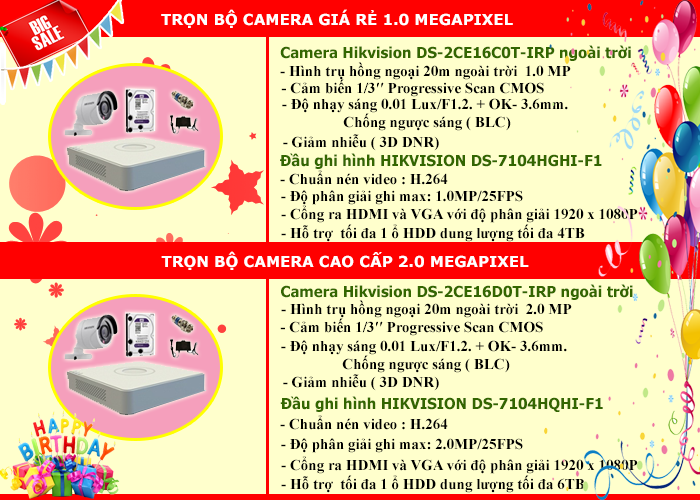 giảm giá trọn bộ camera hikvision mừng sinh nhật Cộng Lực 6 tuổi