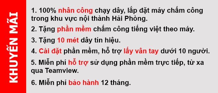 Ưu đãi mua và lắp đặt máy chấm công tại Cộng Lực