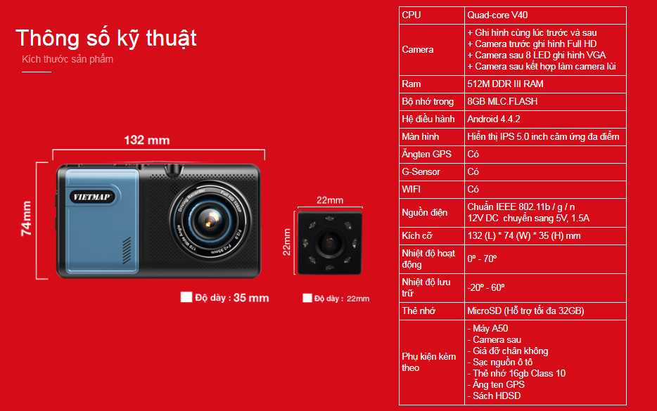 Camera hành trình xe ô tô VietMap A50 giá rẻ